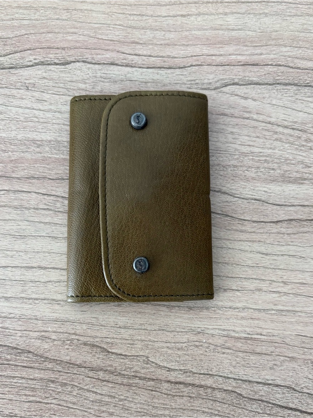 YSL Olive Green Leather Keychain NWT